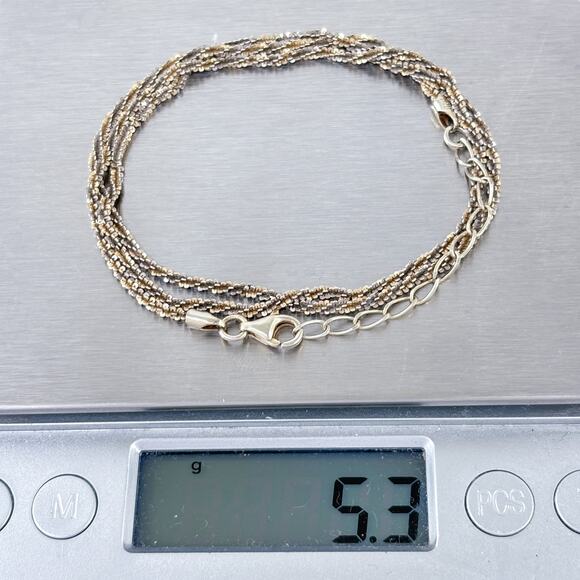 Italian Margarita Chain | Vintage Sterling Silver 925 | Adjustable 18.5"-20.5" - Picture 3 of 3